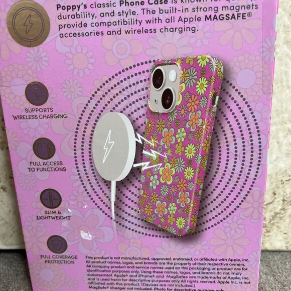 xo poppy iPhone 15/14/13 Case MAGSAFE Compatible Hippie Flower Power New In Box - Picture 4 of 5